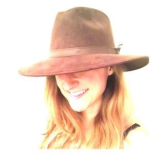 Brown, wide brim hat